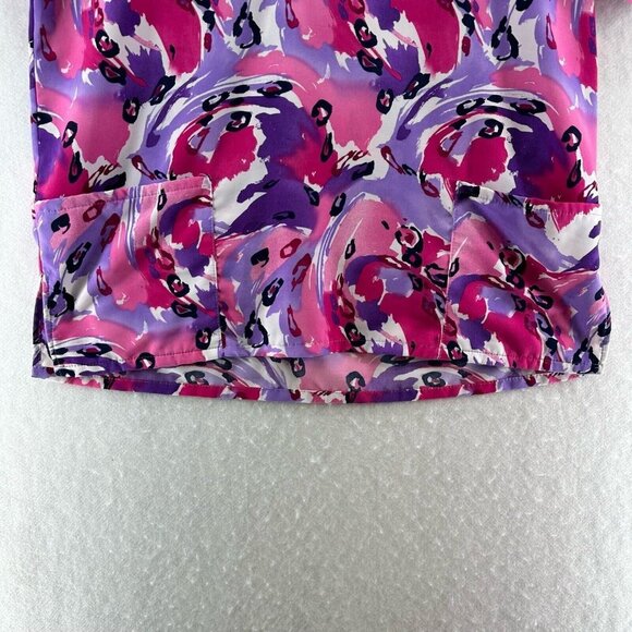 Comfy Cottons Scrub Top Womens Size M Abstract Print Medical Uniform Purple - Picture 4 of 11